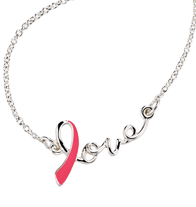 Love Ribbon Breast Cancer Awareness Necklace